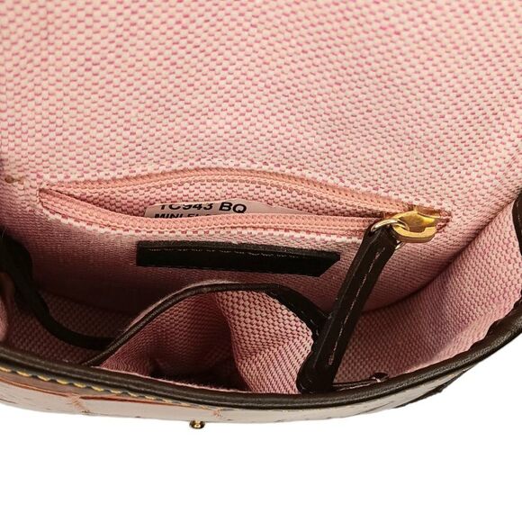 Dooney and Bourke Brown Red Faux Crocodile Embossed Small Mini Crossbody Purse - Picture 8 of 16